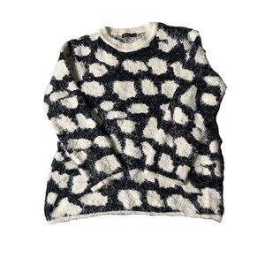 Kingsland Womans Vtg Fuzzy Knit Sweater Size‎ XL Pullover Leopard Print Angora